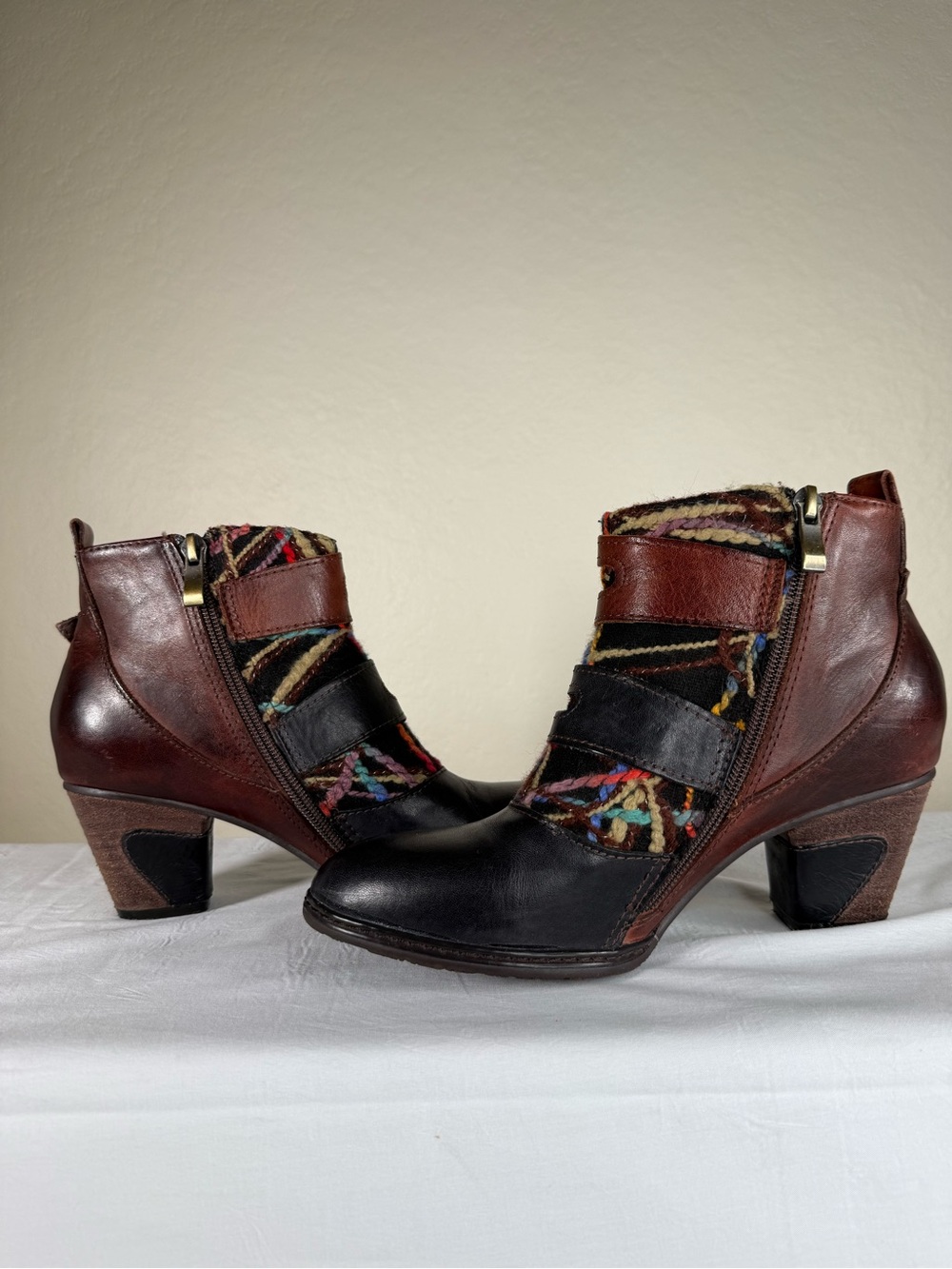 L'Artiste Spring Step Redding Colorful Embroidered Heeled Ankle Boots Booties 37 - Picture 7 of 16